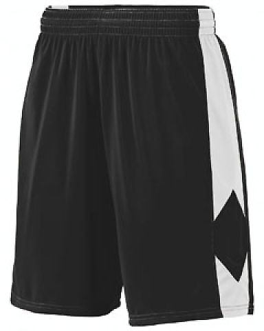 Augusta Sportswear 1716 Youth Block Out Short in Black/ white front view