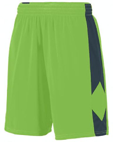 Augusta Sportswear 1716 Youth Block Out Short in Lime/ slate front view