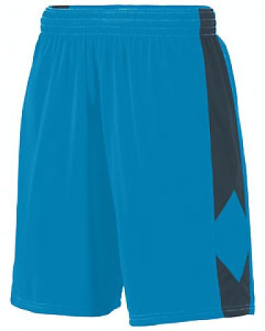 Augusta Sportswear 1716 Youth Block Out Short in Power blue/ slate front view