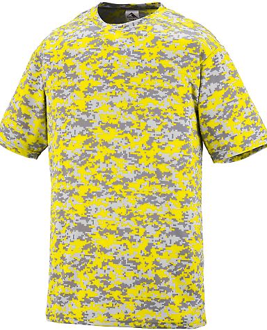 Augusta Sportswear 1798 Digi Camo Wicking T-Shirt in Power yellow digi front view