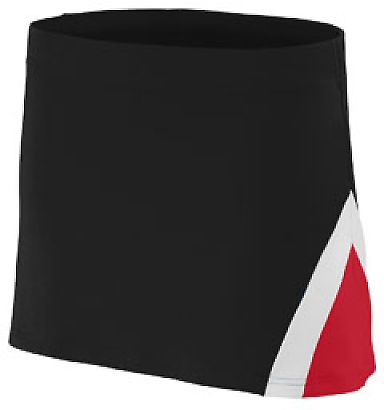 Augusta Sportswear 9205 Women's Cheerflex Skirt in Black/ red/ white front view