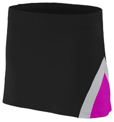Augusta Sportswear 9205 Women's Cheerflex Skirt in Black/ power pink/ metallic silver front view