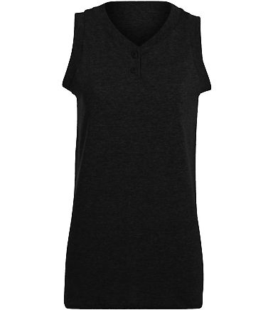 Augusta Sportswear 551 Girls' Sleeveless Two-Butto in Black front view