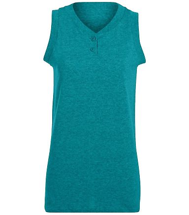 Augusta Sportswear 551 Girls' Sleeveless Two-Butto in Teal front view
