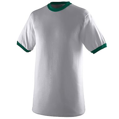 Augusta Sportswear 711 Youth Ringer T-Shirt in Athletic heather/ dark green front view