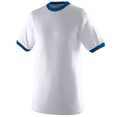Augusta Sportswear 711 Youth Ringer T-Shirt in White/ royal front view