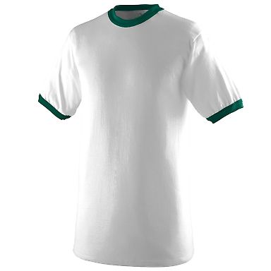 Augusta Sportswear 711 Youth Ringer T-Shirt in White/ dark green front view