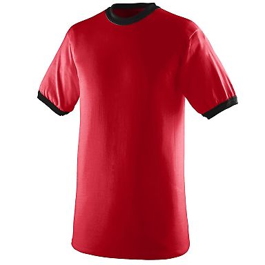 Augusta Sportswear 711 Youth Ringer T-Shirt in Red/ black front view