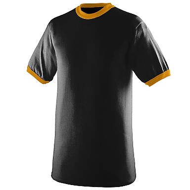 Augusta Sportswear 711 Youth Ringer T-Shirt in Black/ gold front view