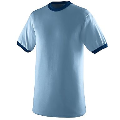 Augusta Sportswear 711 Youth Ringer T-Shirt in Light blue/ navy front view