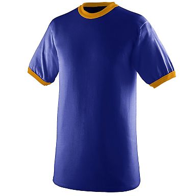 Augusta Sportswear 711 Youth Ringer T-Shirt in Purple/ gold front view