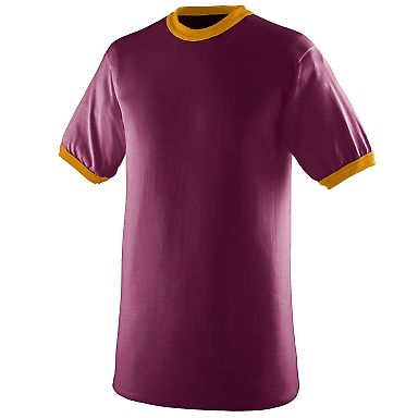 Augusta Sportswear 711 Youth Ringer T-Shirt in Maroon/ gold front view