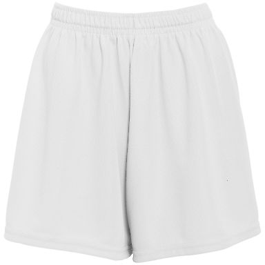 Augusta Sportswear 961 Girls' Wicking Mesh Short in White front view