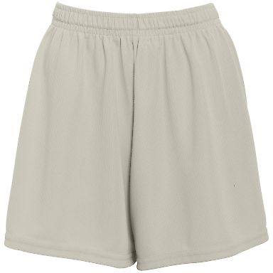Augusta Sportswear 961 Girls' Wicking Mesh Short in Silver grey front view