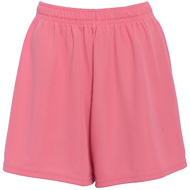 Augusta Sportswear 961 Girls' Wicking Mesh Short in Pink front view