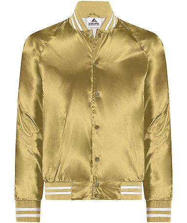 Augusta Sportswear 3610 Satin Baseball Jacket Stri in Metallic gold/ white front view