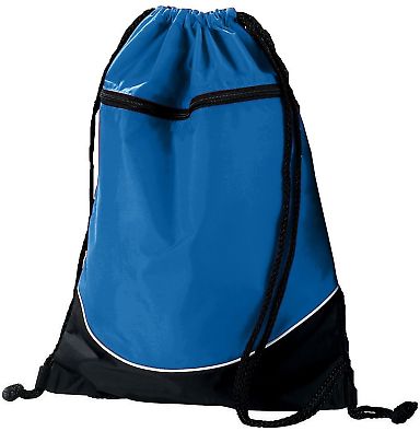 Augusta Sportswear 1920 Tri-Color Drawstring Backp in Royal/ black/ white front view