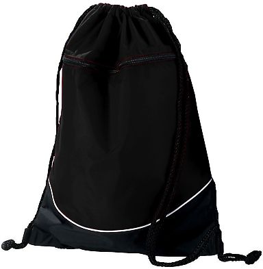 Augusta Sportswear 1920 Tri-Color Drawstring Backp in Black/ black/ white front view