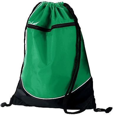 Augusta Sportswear 1920 Tri-Color Drawstring Backp in Kelly/ black/ white front view