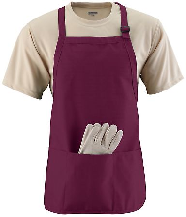 Augusta Sportswear 4250 Medium Length Apron with P in Maroon front view