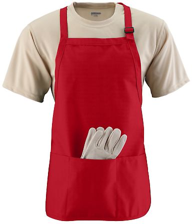 Augusta Sportswear 4250 Medium Length Apron with P in Red front view