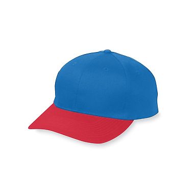 Augusta Sportswear 6206 Youth Six-Panel Cotton Twi in Royal/ red front view