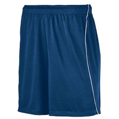 Augusta Sportswear 461 Youth Wicking Soccer Short  in Navy/ white front view