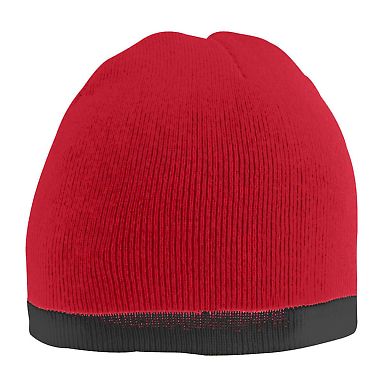 Augusta Sportswear 6820 Two-Tone Knit Beanie in Red/ black front view