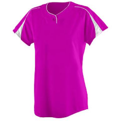 Augusta Sportswear 1225 Women's Diamond Jersey in Power pink/ white front view