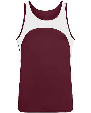 Augusta Sportswear 341 Youth Velocity Track Jersey in Maroon/ white front view