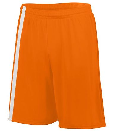 Augusta Sportswear 1623 Youth Attacking Third Shor in Power orange/ white front view