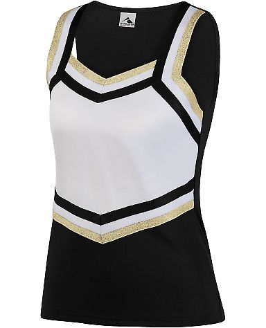 Augusta Sportswear 9140 Women's Pike Shell in Black/ white/ metallic gold front view
