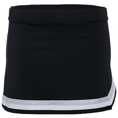 Augusta Sportswear 9145 Women's Pike Skirt in Black/ white/ metallic silver front view