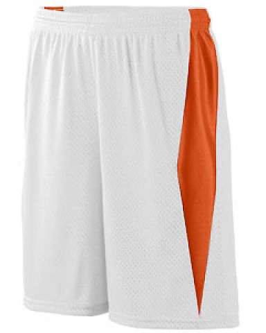 Augusta Sportswear 9735 Top Score Short in White/ orange front view