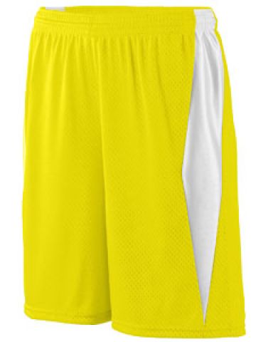 Augusta Sportswear 9735 Top Score Short in Power yellow/ white front view