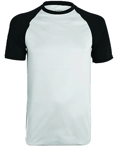 Augusta Sportswear 1509 Youth Wicking Short Sleeve in White/ black front view