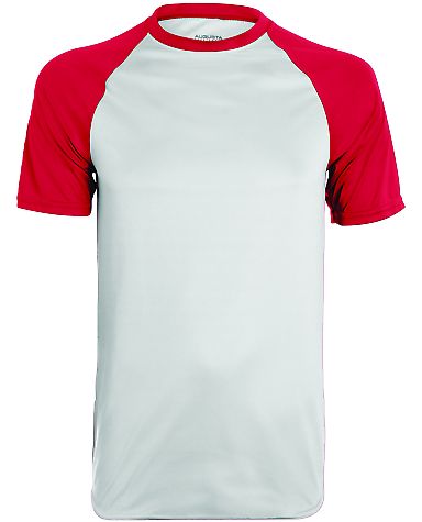 Augusta Sportswear 1509 Youth Wicking Short Sleeve in White/ red front view