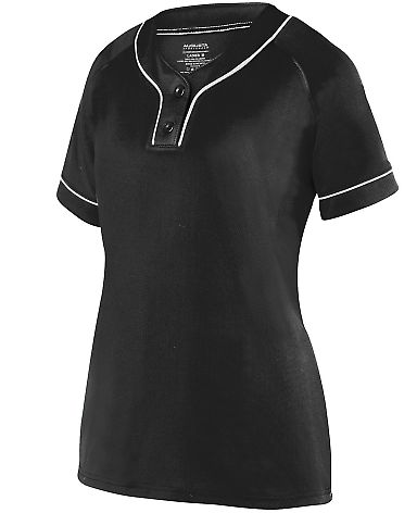 Augusta Sportswear 1671 Girls' Overpower Two-Butto in Black/ white front view