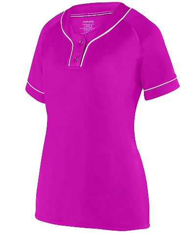 Augusta Sportswear 1671 Girls' Overpower Two-Butto in Power pink/ white front view