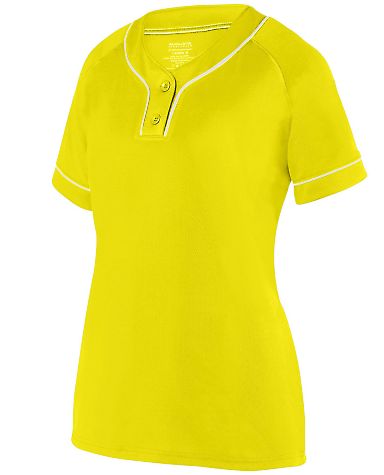 Augusta Sportswear 1671 Girls' Overpower Two-Butto in Power yellow/ white front view