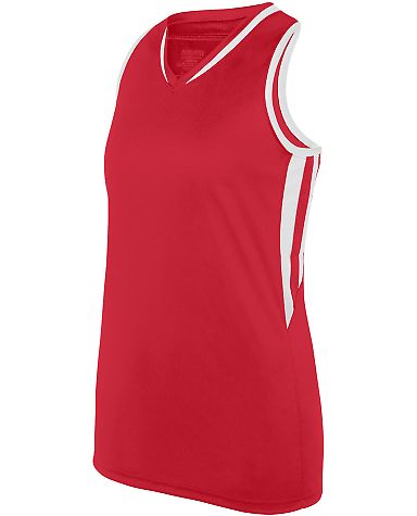 Augusta Sportswear 1673 Girls' Full Force Tank in Red/ white front view