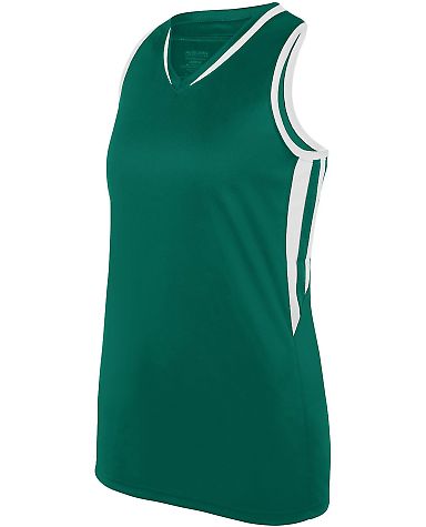 Augusta Sportswear 1673 Girls' Full Force Tank in Dark green/ white front view