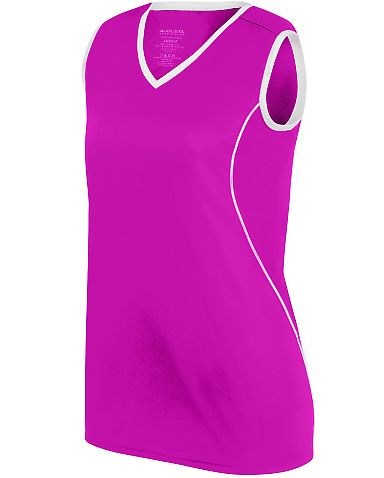 Augusta Sportswear 1674 Women's Firebolt Jersey in Power pink/ white front view
