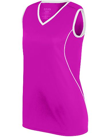 Augusta Sportswear 1675 Girls' Firebolt Jersey in Power pink/ white front view