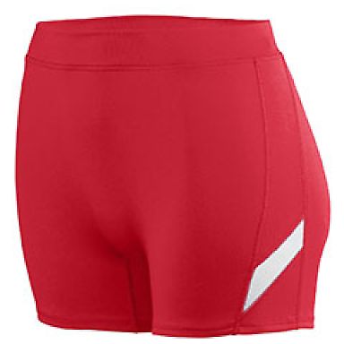 Augusta Sportswear 1336 Girls' Stride Short in Red/ white front view
