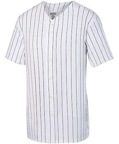 Augusta Sportswear 1685 Pinstripe Full Button Base in White/ black front view