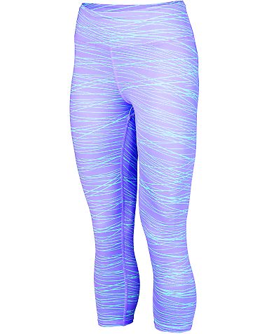 Augusta Sportswear 2628 Women's Hyperform Compress in Light lavender/ aqua print front view