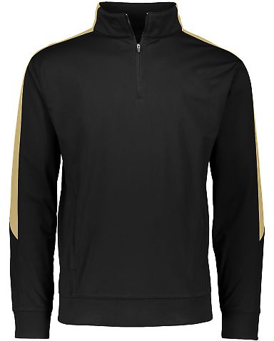 Augusta Sportswear 4386 Medalitst 2.0 Pullover in Black/ vegas gold front view