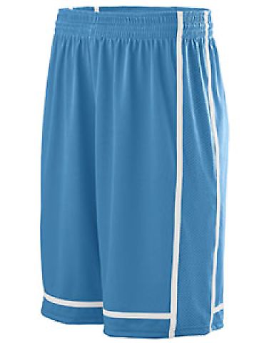 Augusta Sportswear 1186 Youth Winning Streak Short in Columbia blue/ white front view