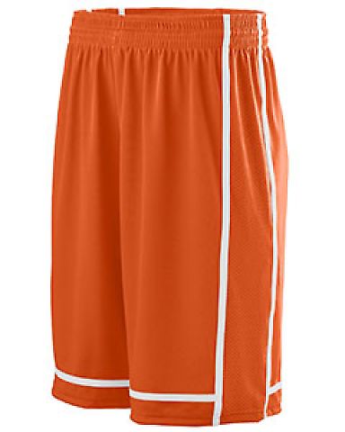 Augusta Sportswear 1186 Youth Winning Streak Short in Orange/ white front view